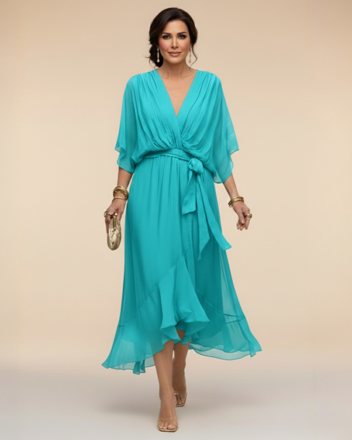 Julieta | Vestido de chifon escote en v