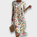 Arel | Vestido maxi con estampado floral y escote redondo
