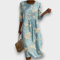 Nima | Vestido Midi con Estampado de Plantas y Flores