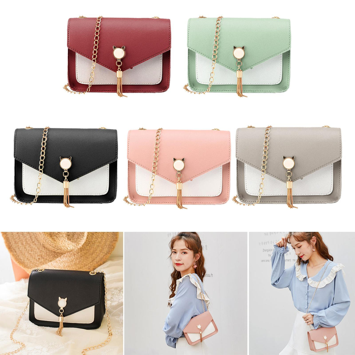 Bolso pequeño con cadena decorativa