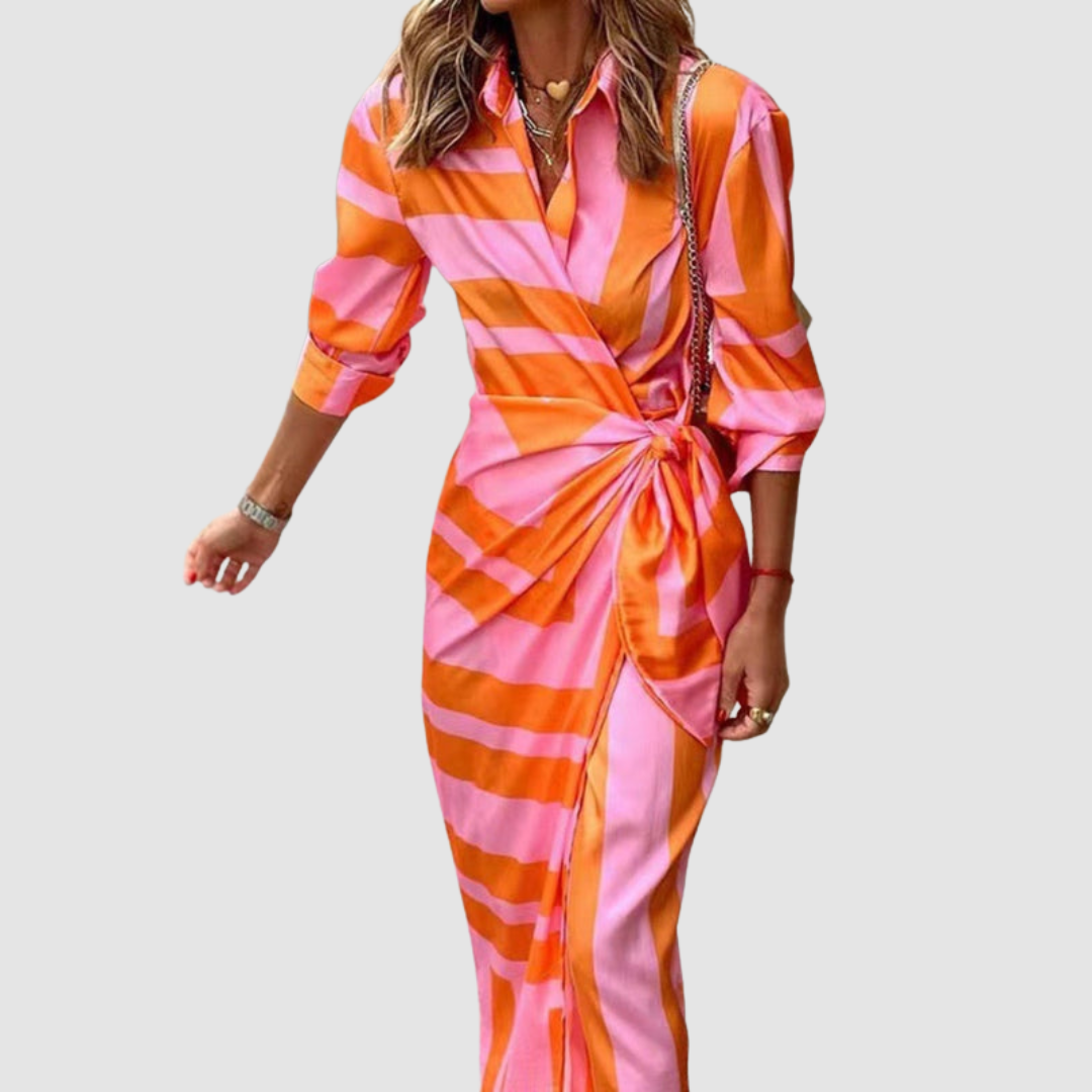 Cecilia · Vestido midi elegante a rayas