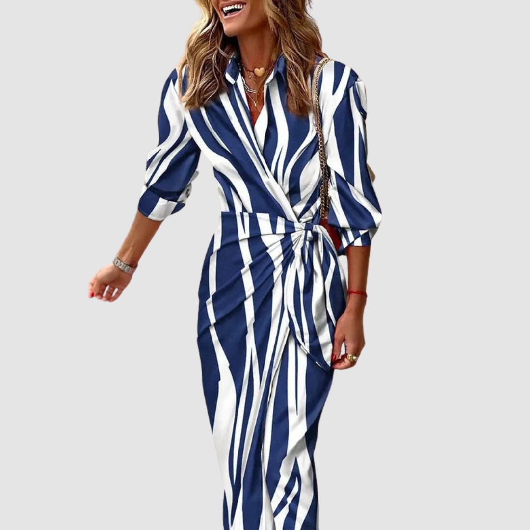 Cecilia · Vestido midi elegante a rayas