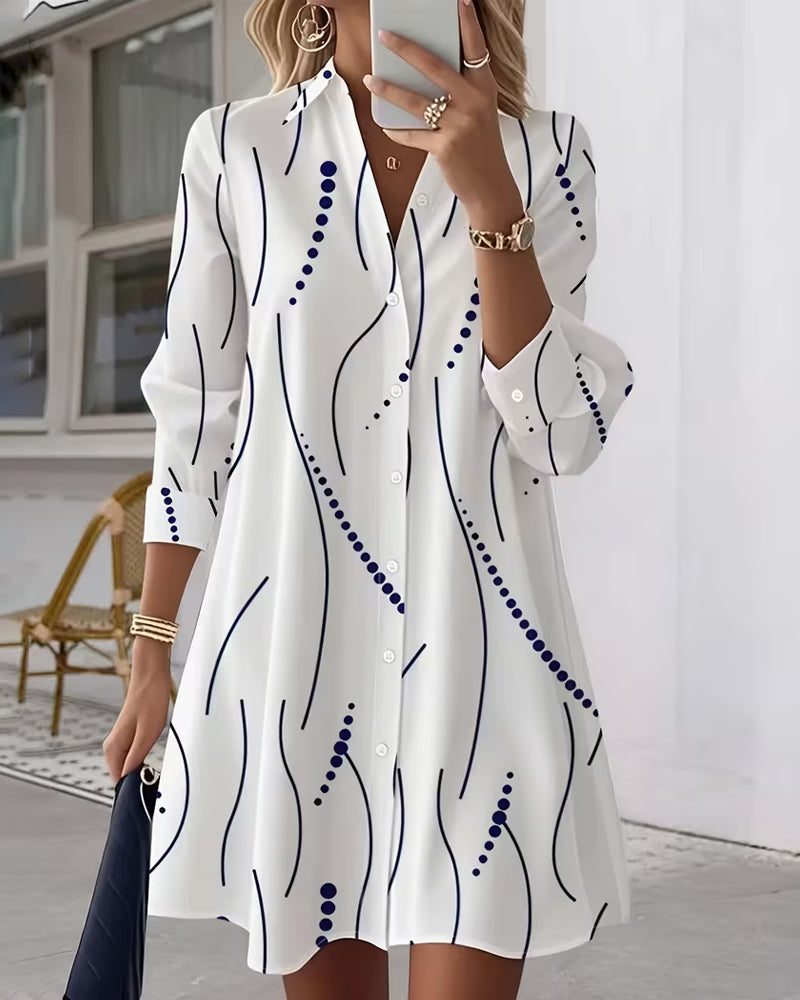 Lucía · Vestido camisero con estampado de rayas