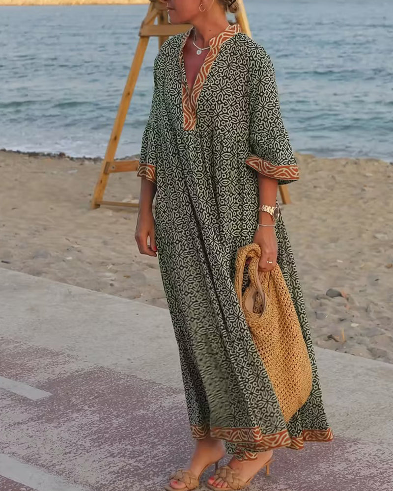 Luna · Vestido maxi estampado con escote en V