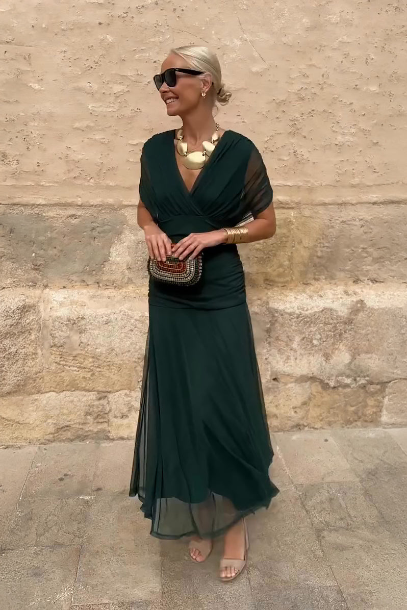 Isabel · Vestido maxi fluido con escote en V