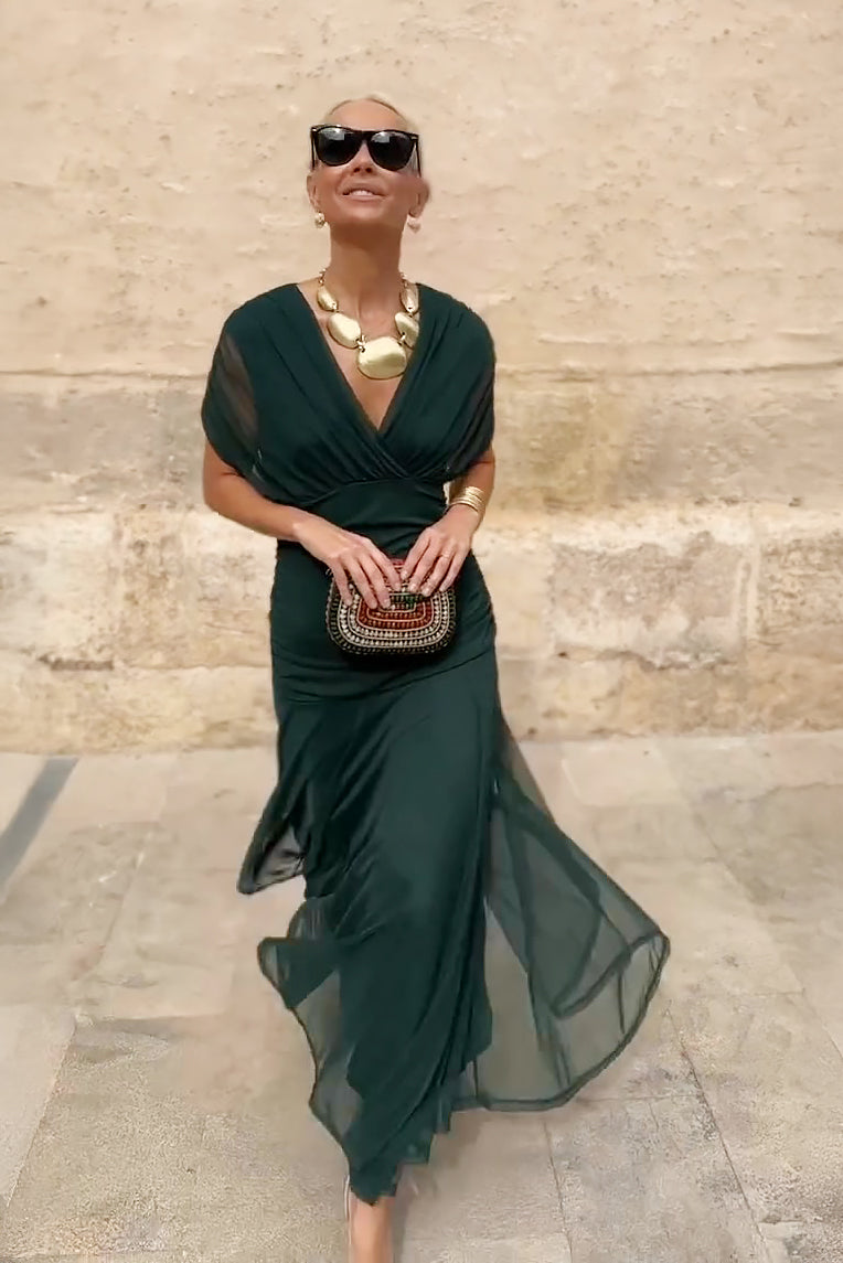 Isabel · Vestido maxi fluido con escote en V
