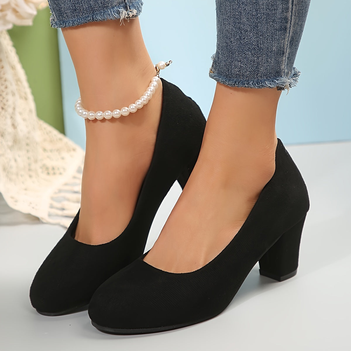 Laura – Zapatos de tacón con puntera ancha y tacón estable para una comodidad sin dolor.