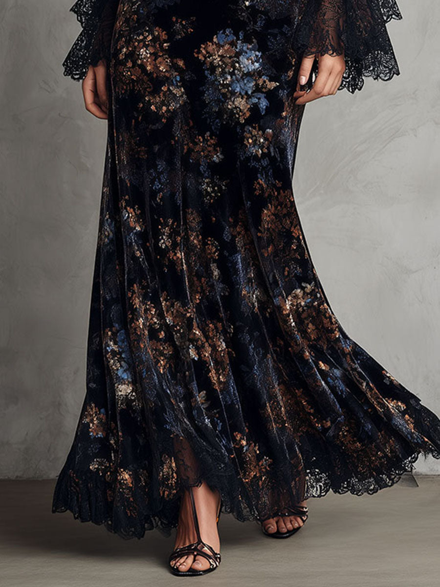 Isabel · Vestido fluido floral con mangas de campana