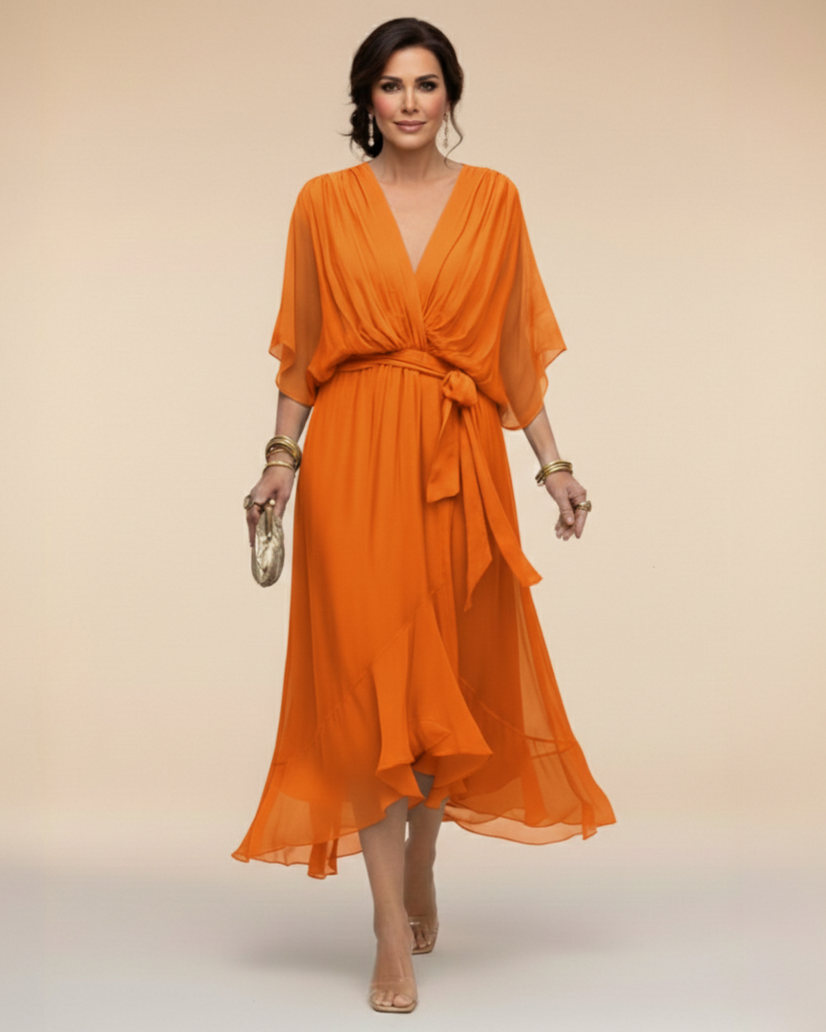 Julieta | Vestido de chifon escote en v
