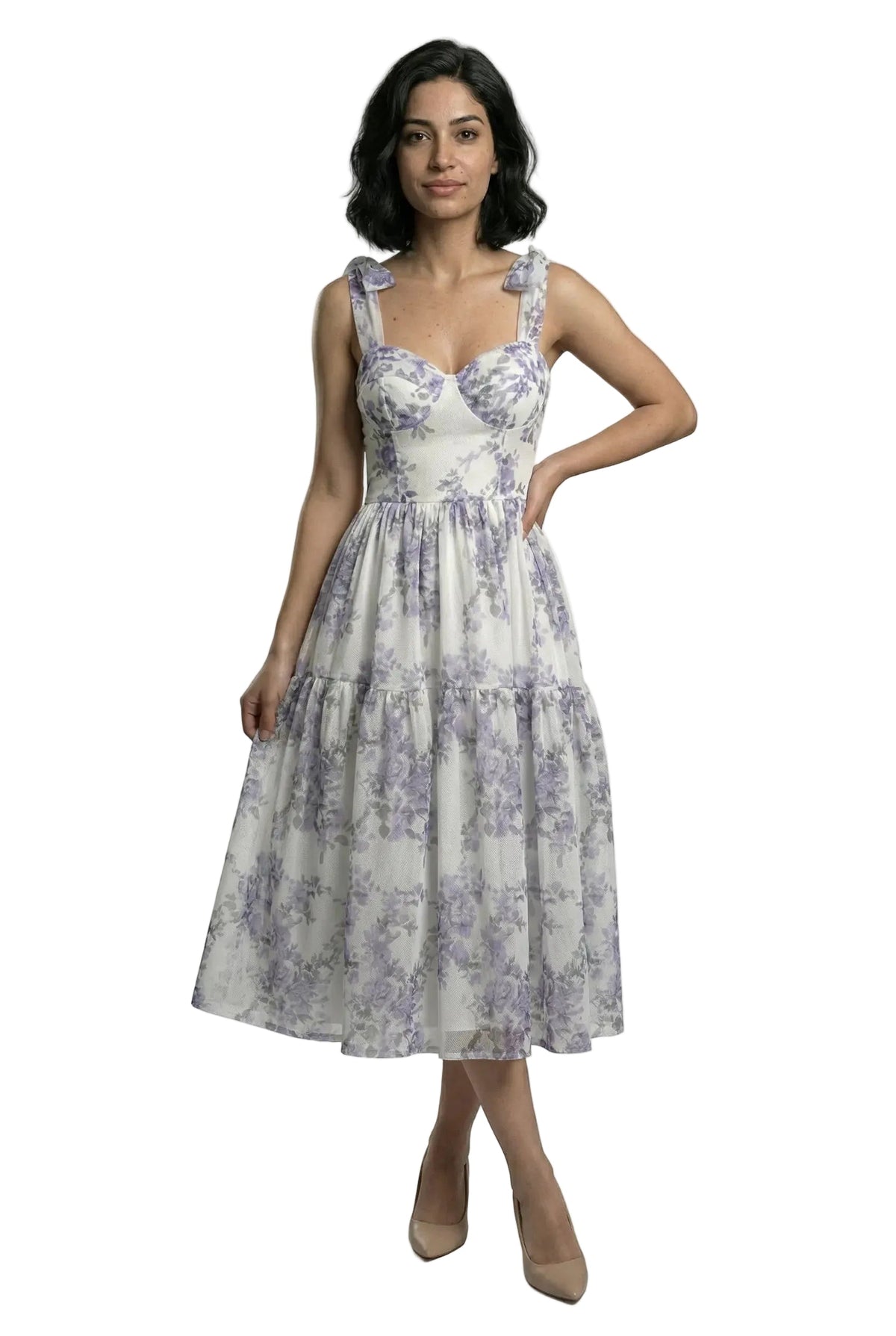 Fiori di Mare - Vestido Floral Azul y Blanco