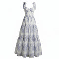 Fiori di Mare - Vestido Floral Azul y Blanco