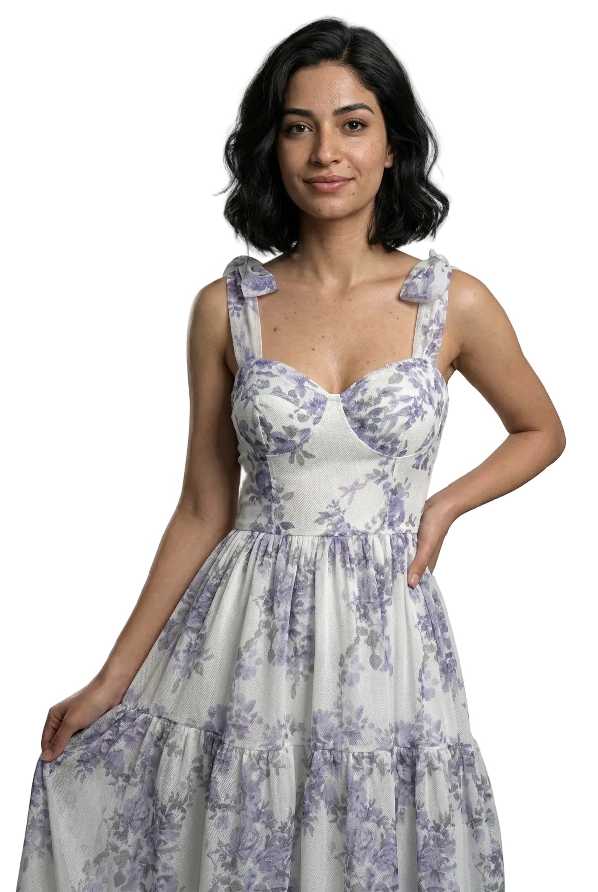 Fiori di Mare - Vestido Floral Azul y Blanco
