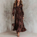Aurora · Vestido maxi con estampado retro y escote en V