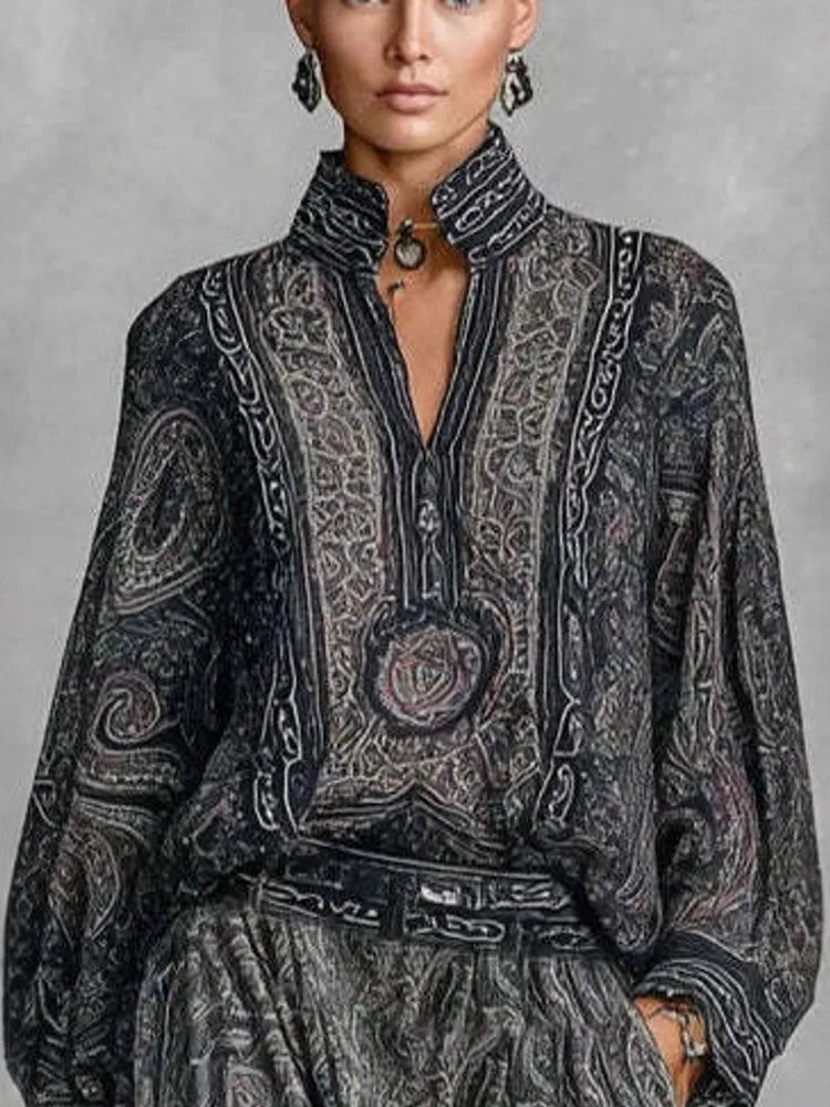 Teresa · Conjunto con estampado abstracto y chaqueta a juego