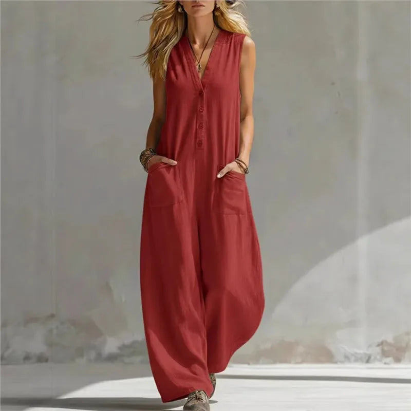 Marta · Vestido maxi sin mangas color caqui