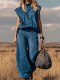 Marina · Conjunto veraniego con top y pantalón ancho