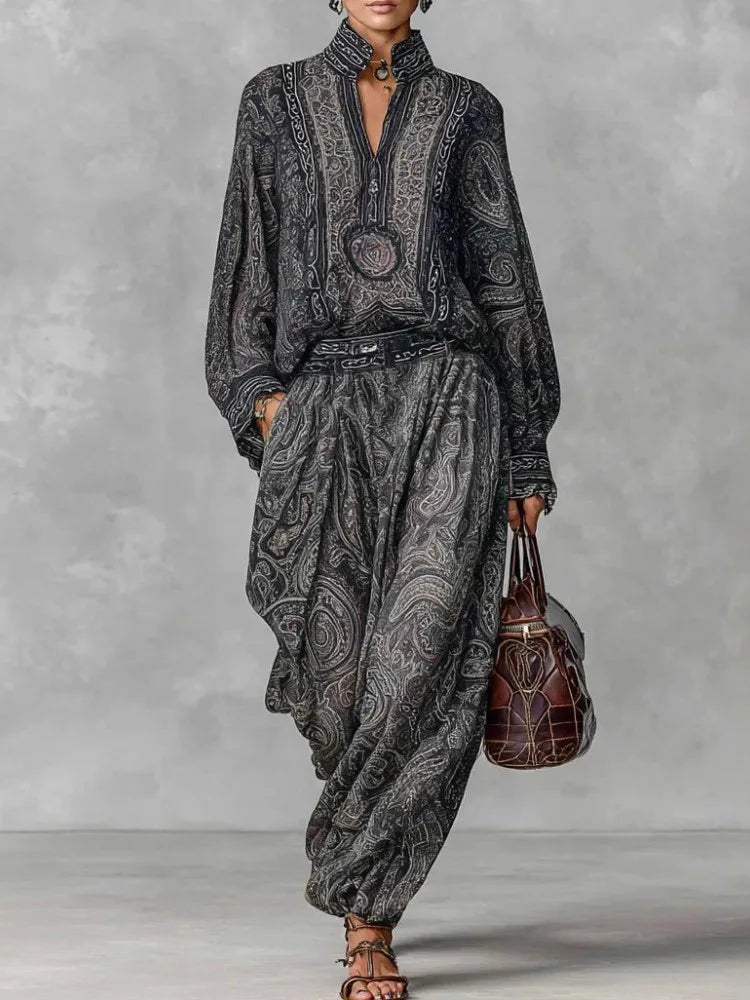 Teresa · Conjunto con estampado abstracto y chaqueta a juego