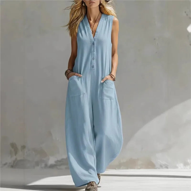 Marta · Vestido maxi sin mangas color caqui