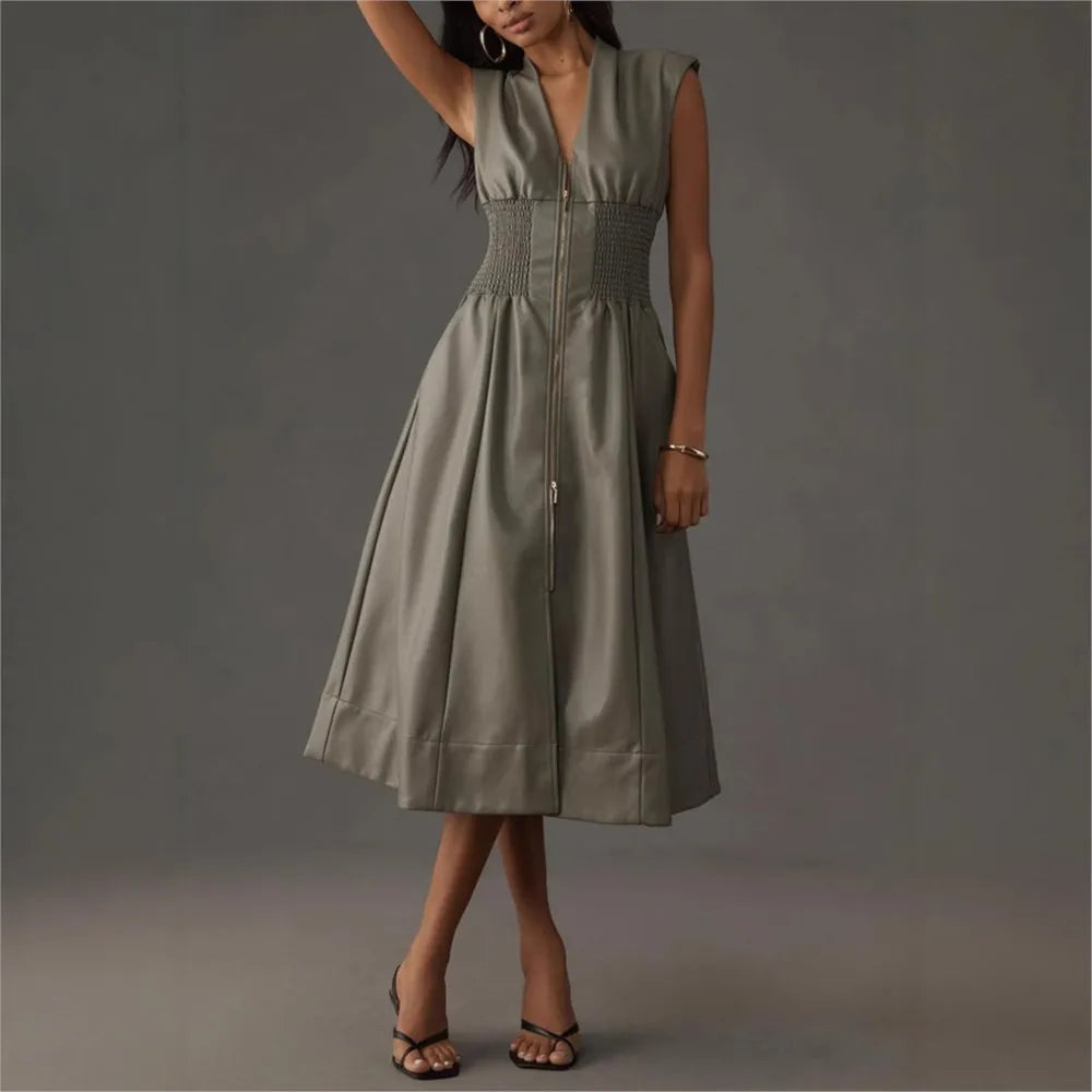 Aurora · Vestido largo sin mangas con cremallera