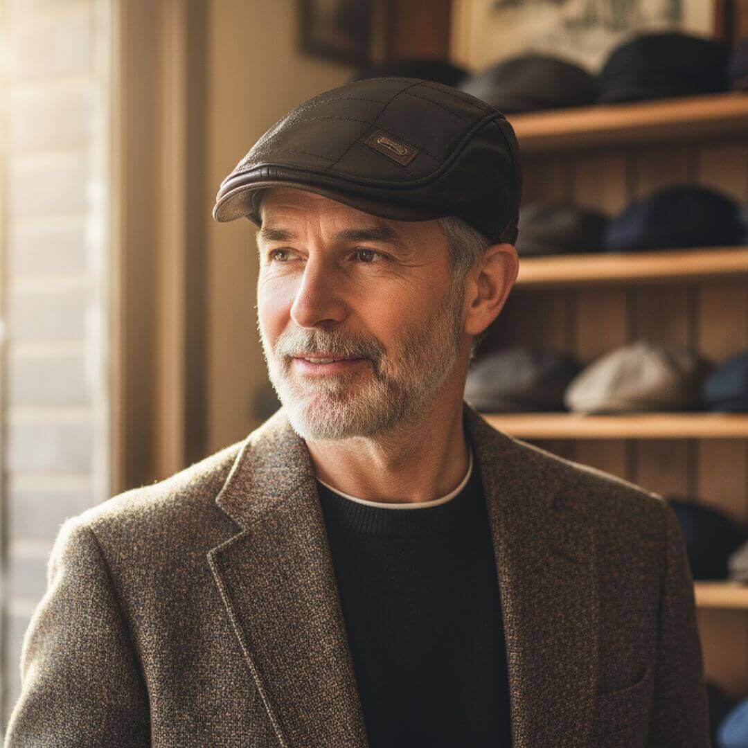 Vegan Leather Flat Cap | COLUMBUS