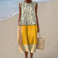 Leah | Vestido Midi Colorblock con Lunares