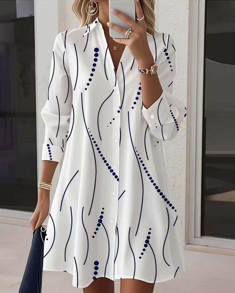 Lucía · Vestido camisero con estampado de rayas