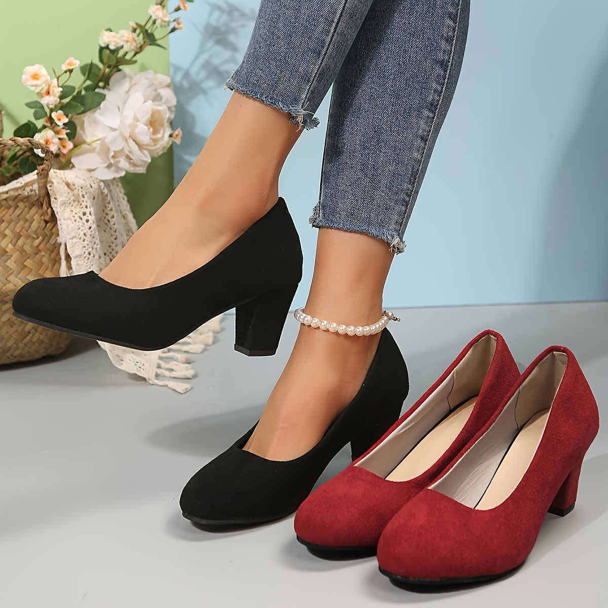 Laura – Zapatos de tacón con puntera ancha y tacón estable para una comodidad sin dolor.