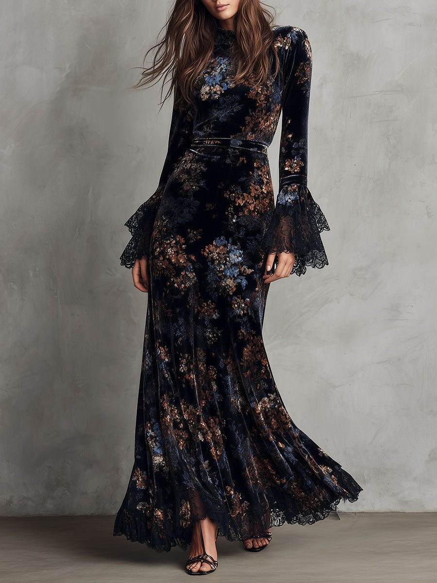 Isabel · Vestido fluido floral con mangas de campana