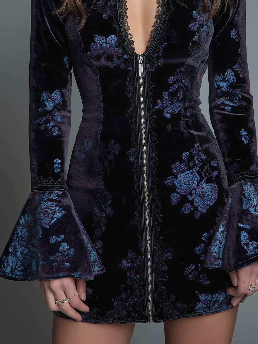 Vera · Vestido Mini Terciopelo Burdeos