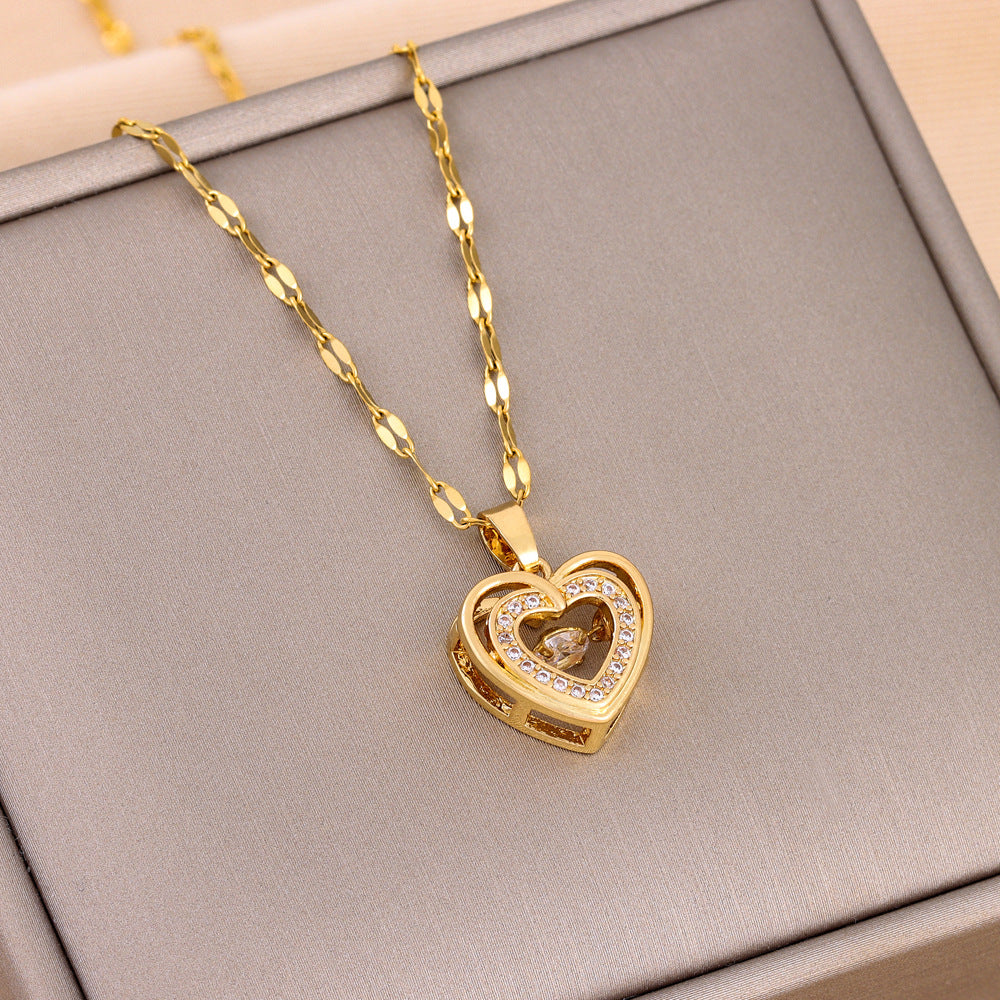 Collar de corazón de doble capa