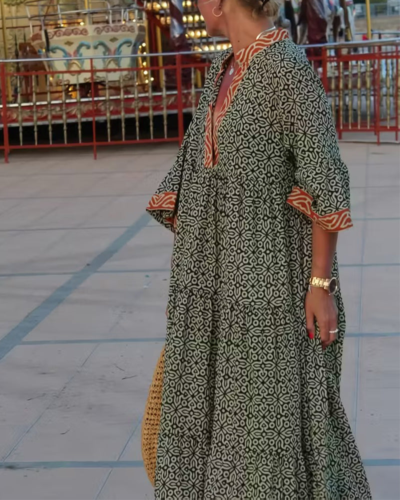 Luna · Vestido maxi estampado con escote en V