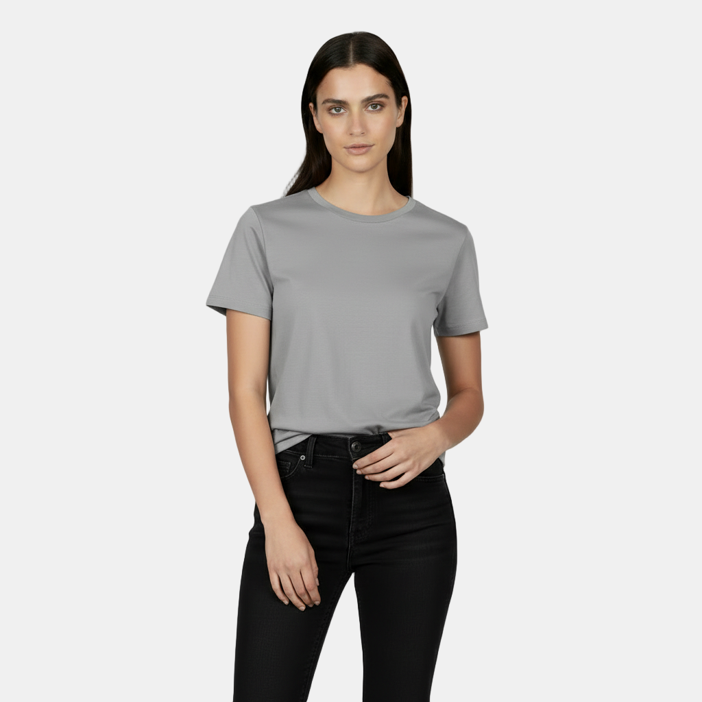 Camiseta Algodón Mujer Básica - Corte Holgado y Manga Corta