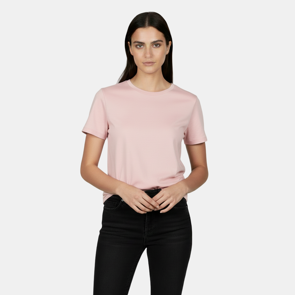 Camiseta Algodón Mujer Básica - Corte Holgado y Manga Corta