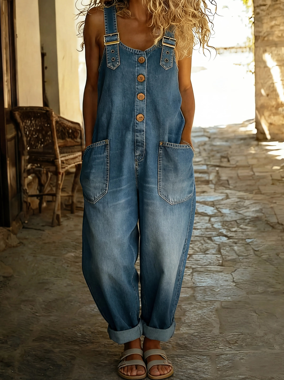 Rocio™ - Mono vaquero casual con hebilla ajustable