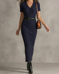 Celia · Vestido largo elegante azul marino