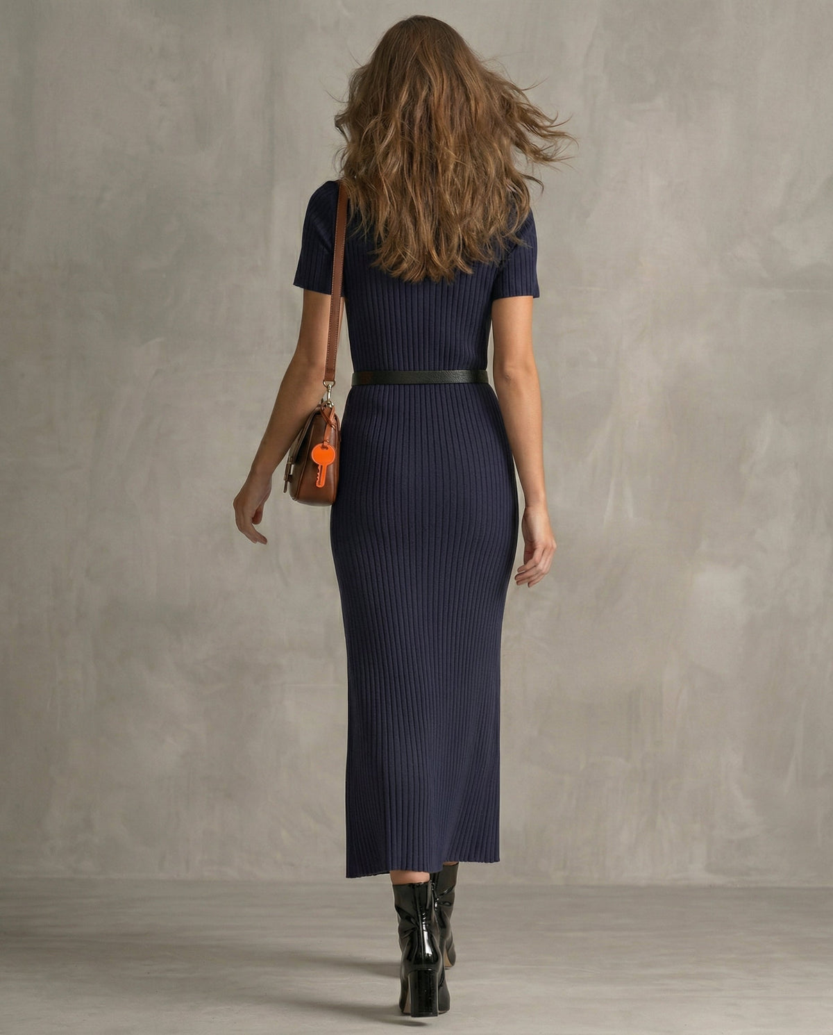 Celia · Vestido largo elegante azul marino