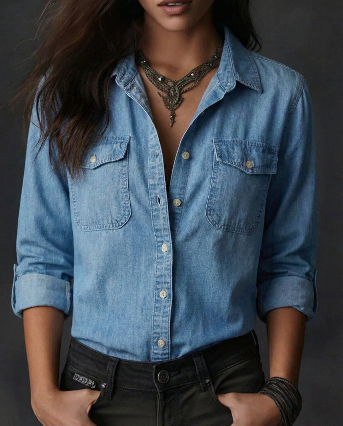 Valentina · Camisa vintage lavada con estilo western