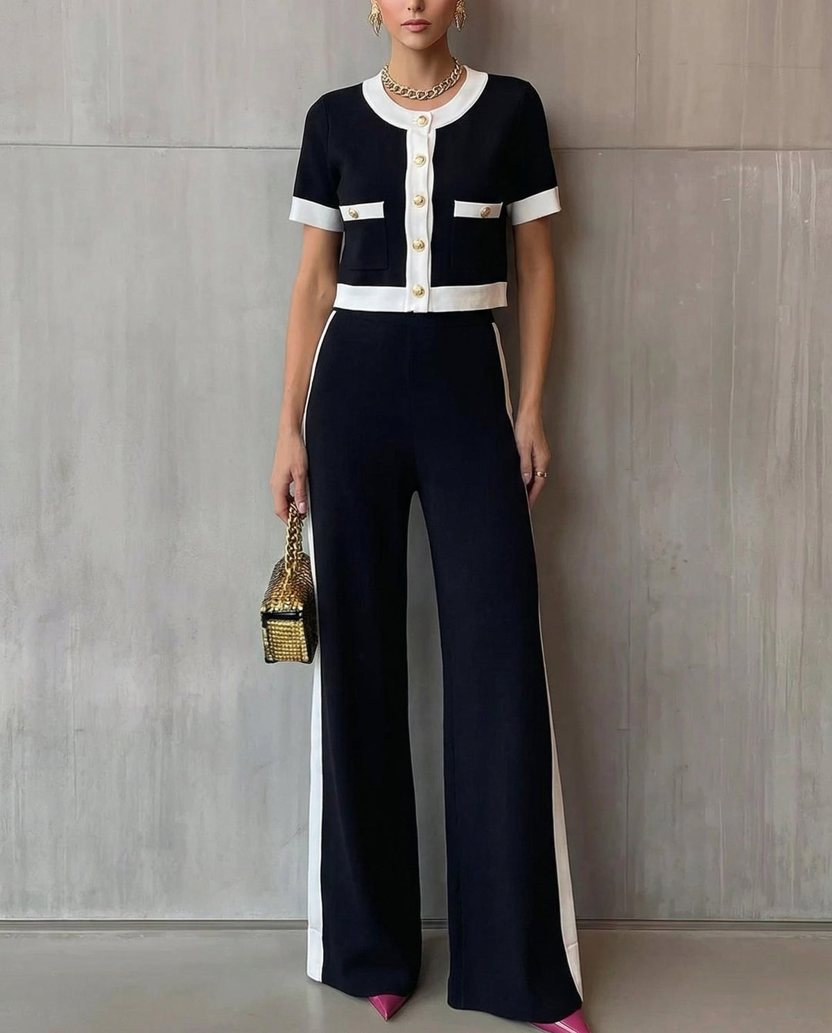 Pilar · Conjunto elegante con detalle de contraste