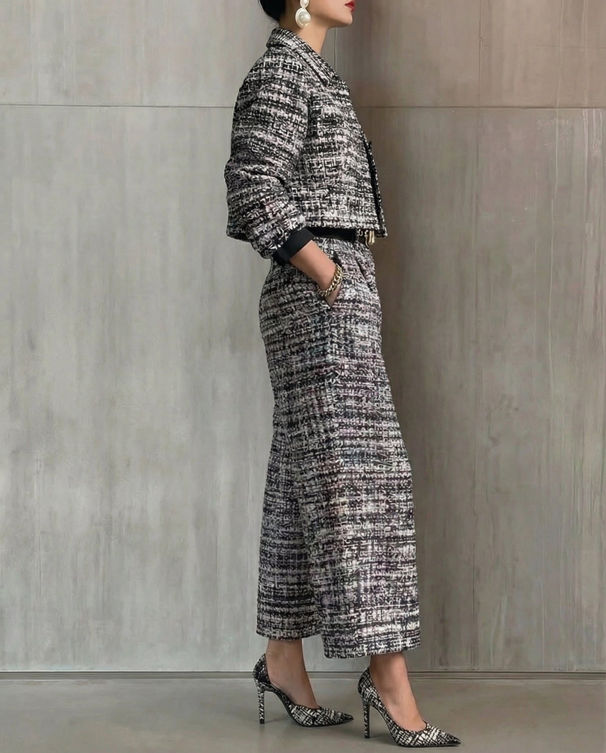 Manuela · Conjunto elegante con estampado de cuadros