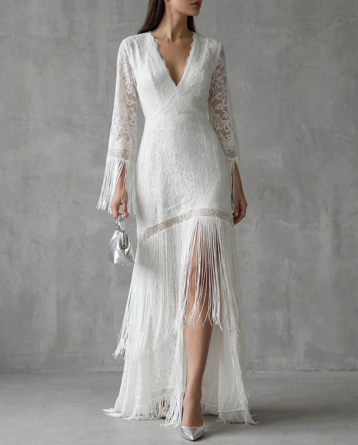 Paloma · Vestido boho con flecos y encaje