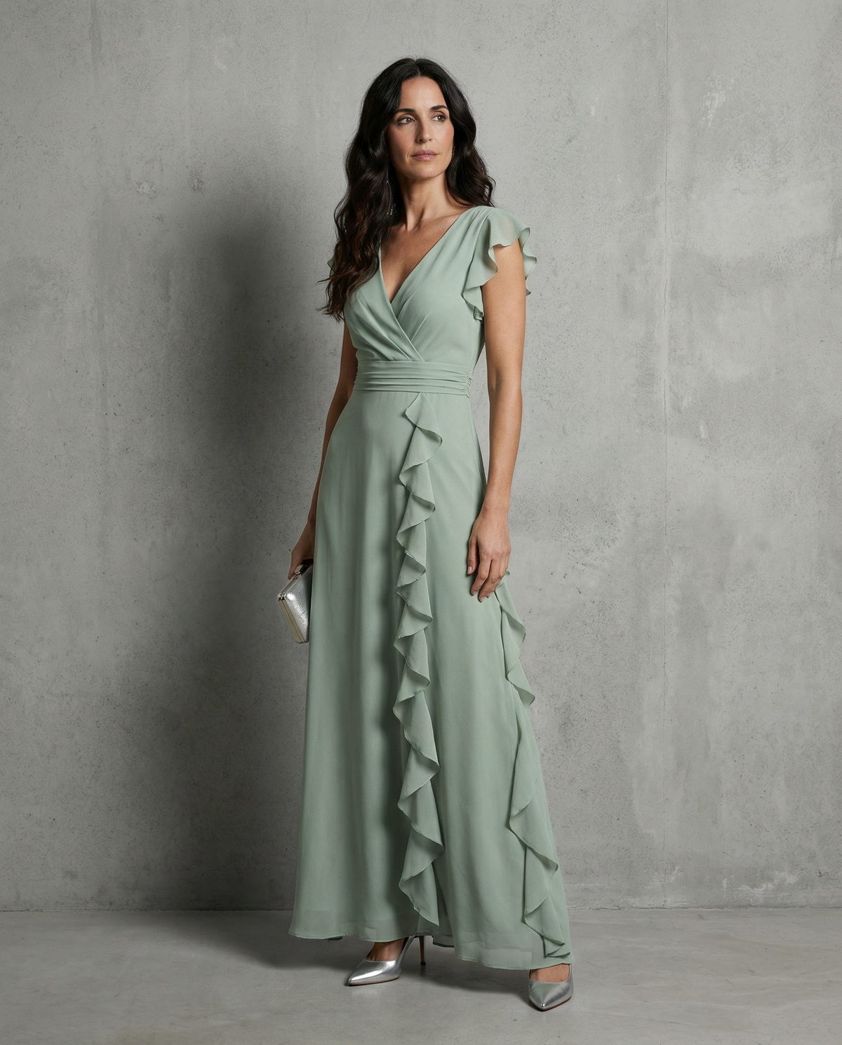 Elena · Vestido largo con volantes elegantes