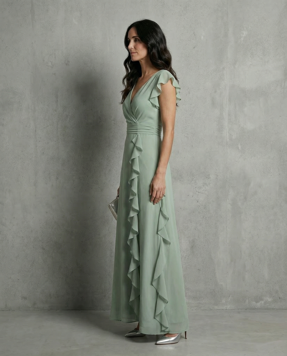 Elena · Vestido largo con volantes elegantes