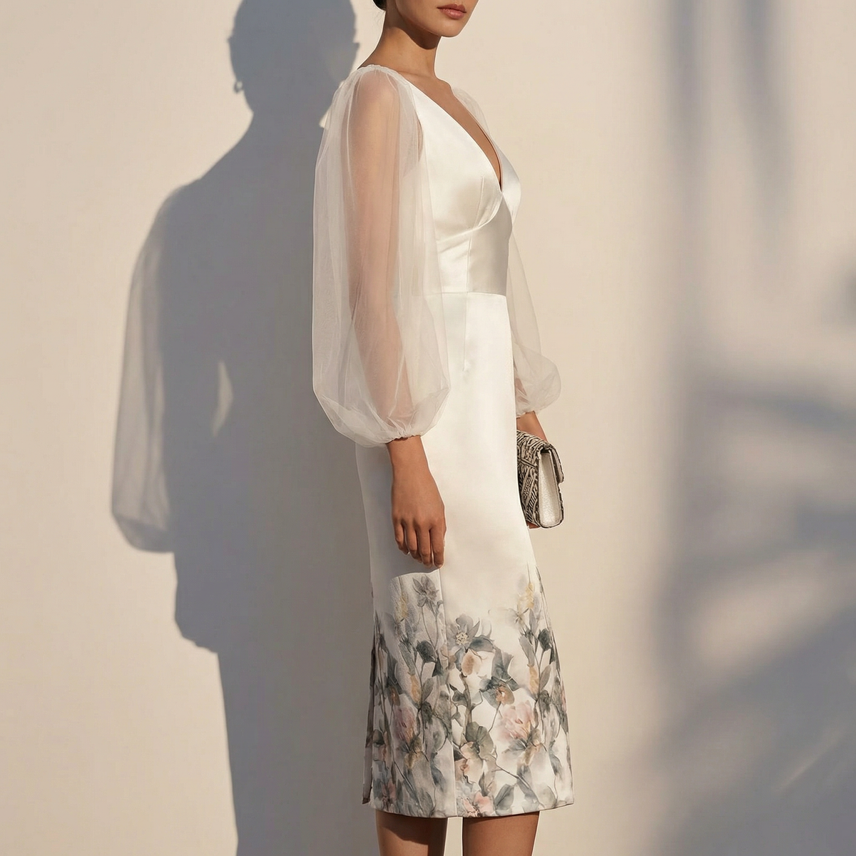 Valentina · Vestido elegante con apliques de malla